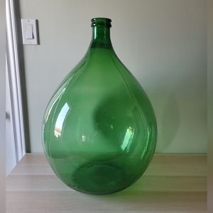 Large Green Glass Demijohn Bottle